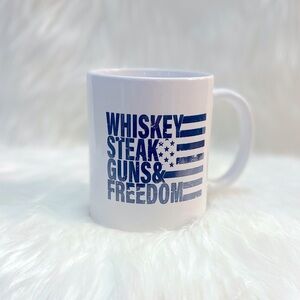 Whiskey, Steak, Guns, Freedom Double Sided Coffee Mug